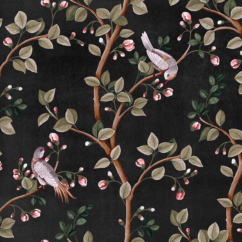 Papel pintado Coordonne Forbidden City Birds Prosperity Onyx B00121