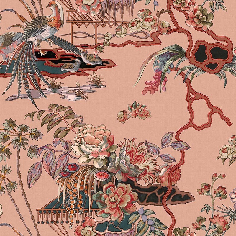 Papel pintado Coordonne Forbidden City Sacred Pheasants Rose B00116