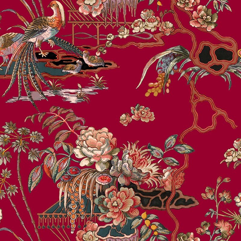 Papel pintado Coordonne Forbidden City Sacred Pheasants Ruby B00112