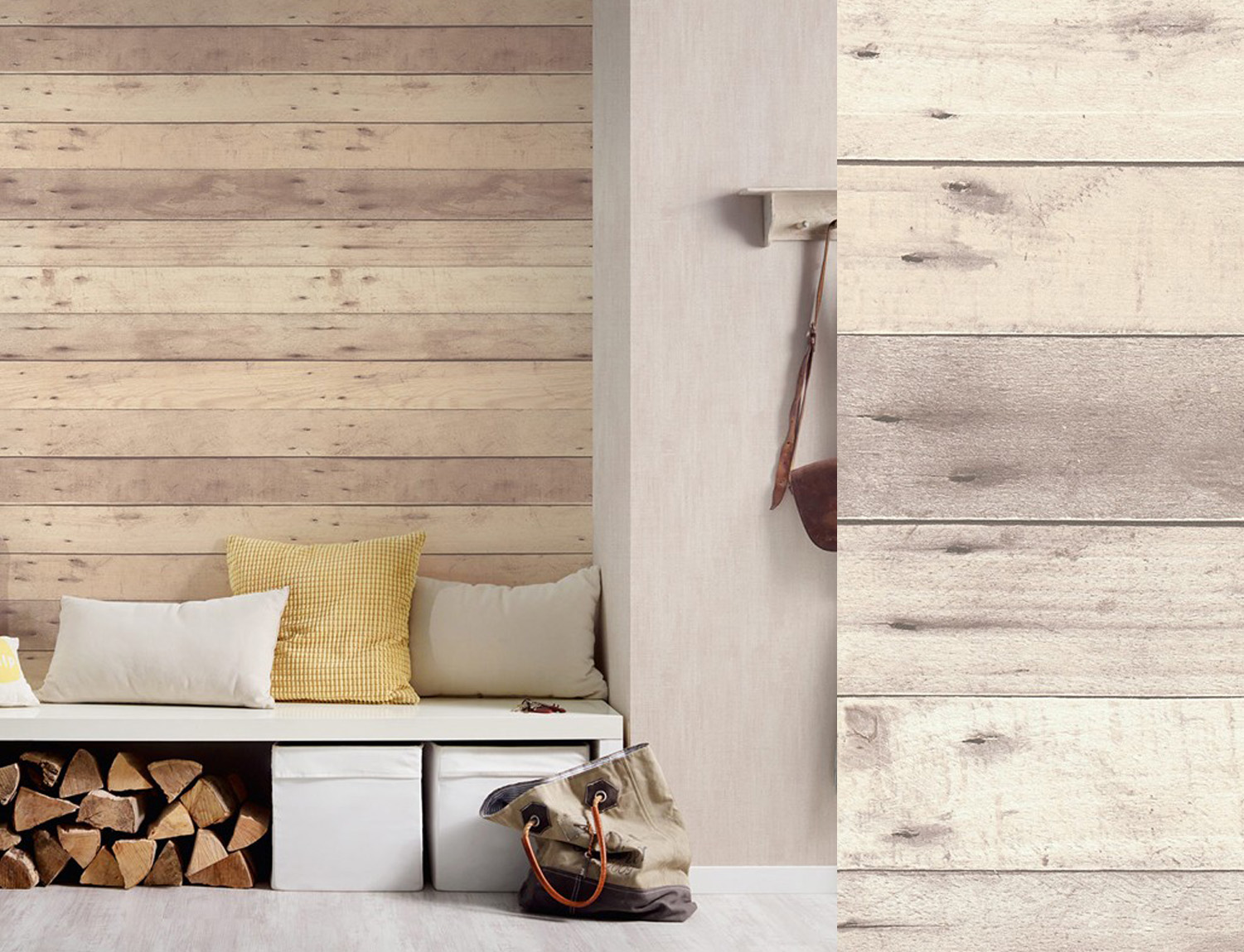 Decoración con papeles pintados imitación de madera para decorar tus paredes