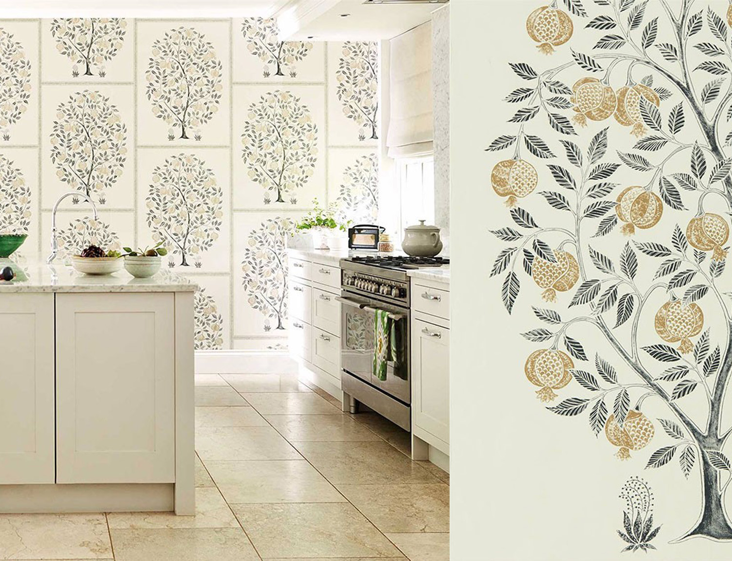 tienda online telas & papel  Las ventajas del papel pintado para decorar  la cocina